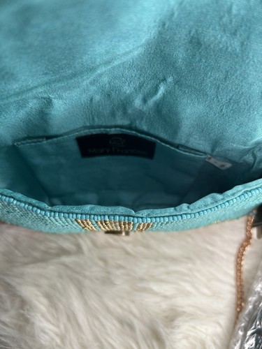 Bolso de mano Mary Frances Butterfly Love verde azulado con cuentas nuevo con etiquetas - Imagen 10 de 13