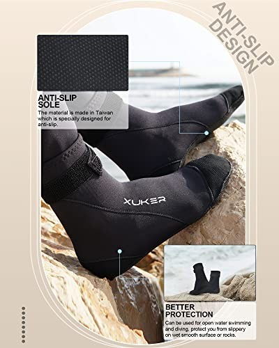  Neoprene Water Socks 3mm, Sand Proof Beach 3X-Large Black 01-high Cut