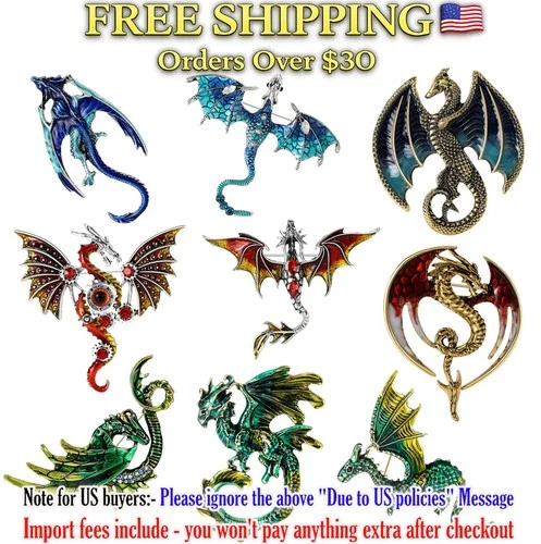 Hot Sale Wholesale Enamel Dragon Brooch Necklace Flying Dragons Pin 2nd List