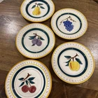 VTG Stangl Pottery "Fruit" Salad Plates 8 1/8” Set of 5 Peach Cherries