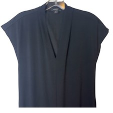 Halogen Black Dress Cap Sleeve V Neck Career Casual Minimalist Lined Pockets XS