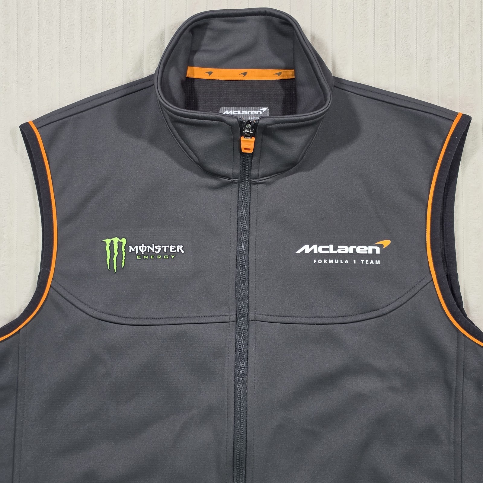 McLaren Racing Vest Formula 1 Team Men's SMALL S Gray Softshell Full Zip Monster - second product detail image
