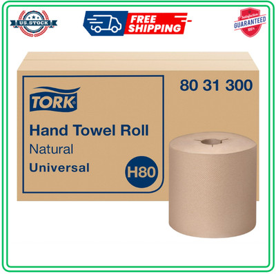 Tork Natural Hand Towel Roll H80 | 6 Rolls, 800 ft, 100% Recycled Fiber