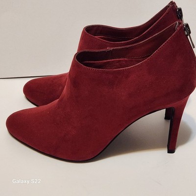 Kelly & Katie Red Faux Suede Stiletto Pumps Closed Toe Zip Women's 9