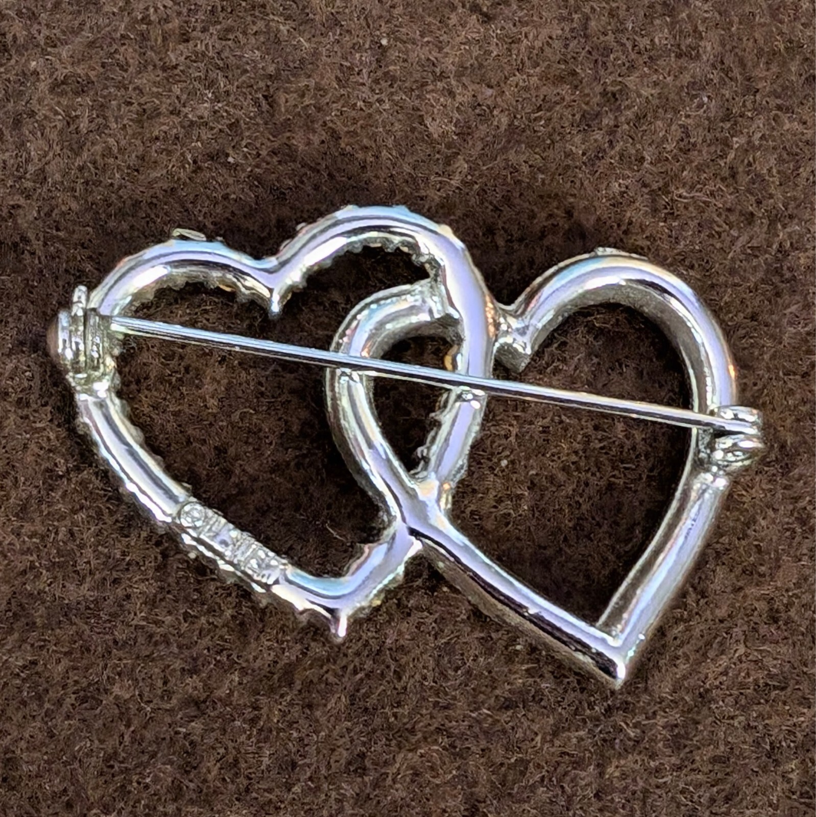 Vintage Lisner Interlocking Rhinestone Hearts Bro… - image 6