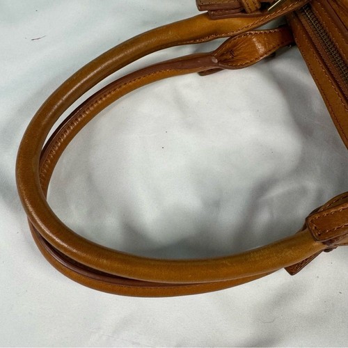 Joelle Hawkens camelbraun Leder Medium Satchel Handtasche Reißverschluss Boho - Bild 7 von 12