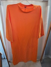 SHEIN Women's Oversized Shirt Dress Orange Size Large 40/42 Casual Wear Top