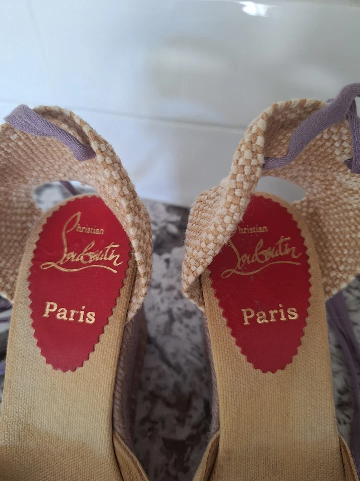 LOUBOUTIN | Cuñas de alpargata con cordones | Púrpura Crema Talla EU 35 Foto 3 de 4