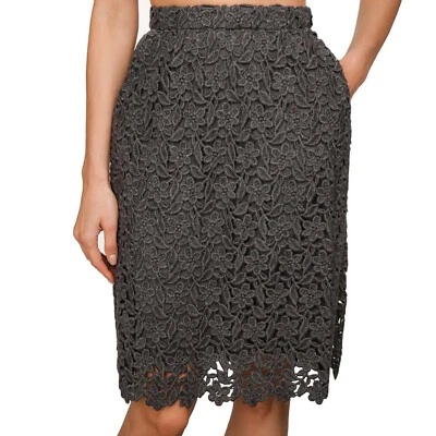 DOLCE & GABBANA Blumen Spitze Rock aus Wolle Grau 07093 - Bild 1 von 3