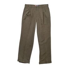 Vintage Chaps Ralph Lauren Pants Mens 36 Avocado Green Pleated Cuffed Dress