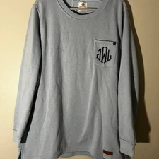 Marley Lilly Womens plus 2x Monogrammed Sweatshirt Light Blue JWL