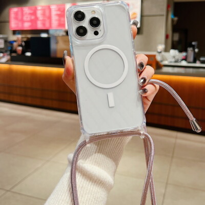 Magsafe Hülle für iPhone 15 Pro Max 14 13 12 11 Schlüsselband Handy Schutz Case