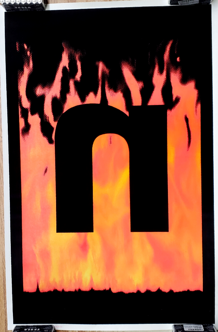 Vintage 1997 Nine Inch Nails Black Light Poster Flocked 23