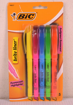 BIC Brite Liner Fluorescent Highlighter 5-Pack Assorted Colors