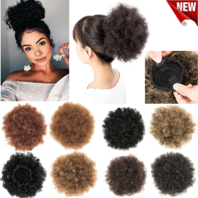 Afro Puff Hair Bun Fluffy Curly Drawstring Ponytail Kinky Curly Hair Extension