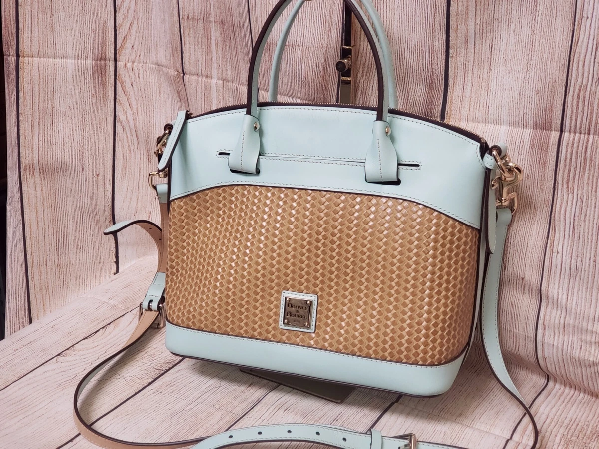 Dooney Bourke Woven Embossed Leather Satchel Bag Beacon Pale Blue