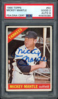 1966 Topps #50 Mickey Mantle Auto HOF PSA 2 PSA/DNA 9
