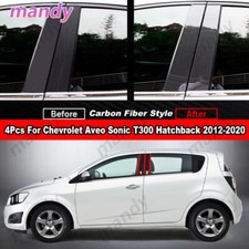 Cubierta de puerta de poste de pilar de fibra de carbono para Chevrolet Aveo Sonic T300 hatchback