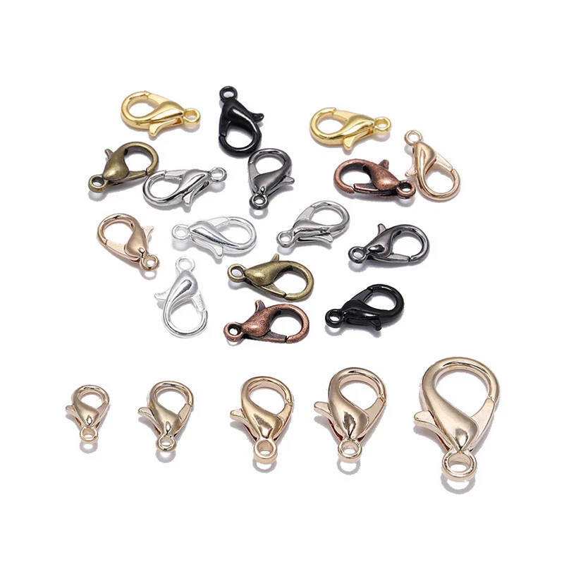 100 Lobster Clasps Trigger 10mm 12mm 14mm 16mm 21mm Silver Gold Rose Gold Bronze - Image 3 of 4