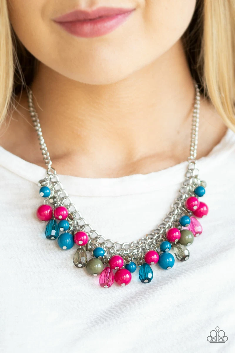 Tour de Trendsetter Multi Pink Blue Green Necklace Earring