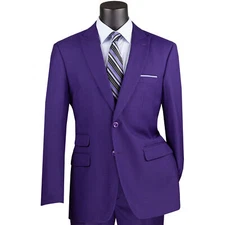 VINCI Men's Purple Glen Plaid 2-Button Modern Fit Business Suit - NEW