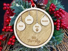 Family and Pet Personalized Christmas Ornament, 2022, Custom Ornament Family