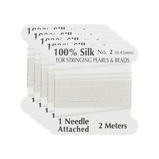 Silk Cord Thread, 5 Pcs Pure Silk Beading Thread Cord Size 0.45 mm, White
