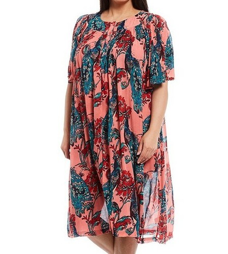 NWT GO SOFTLY PEACOCK CRINKLED WOVEN 46 