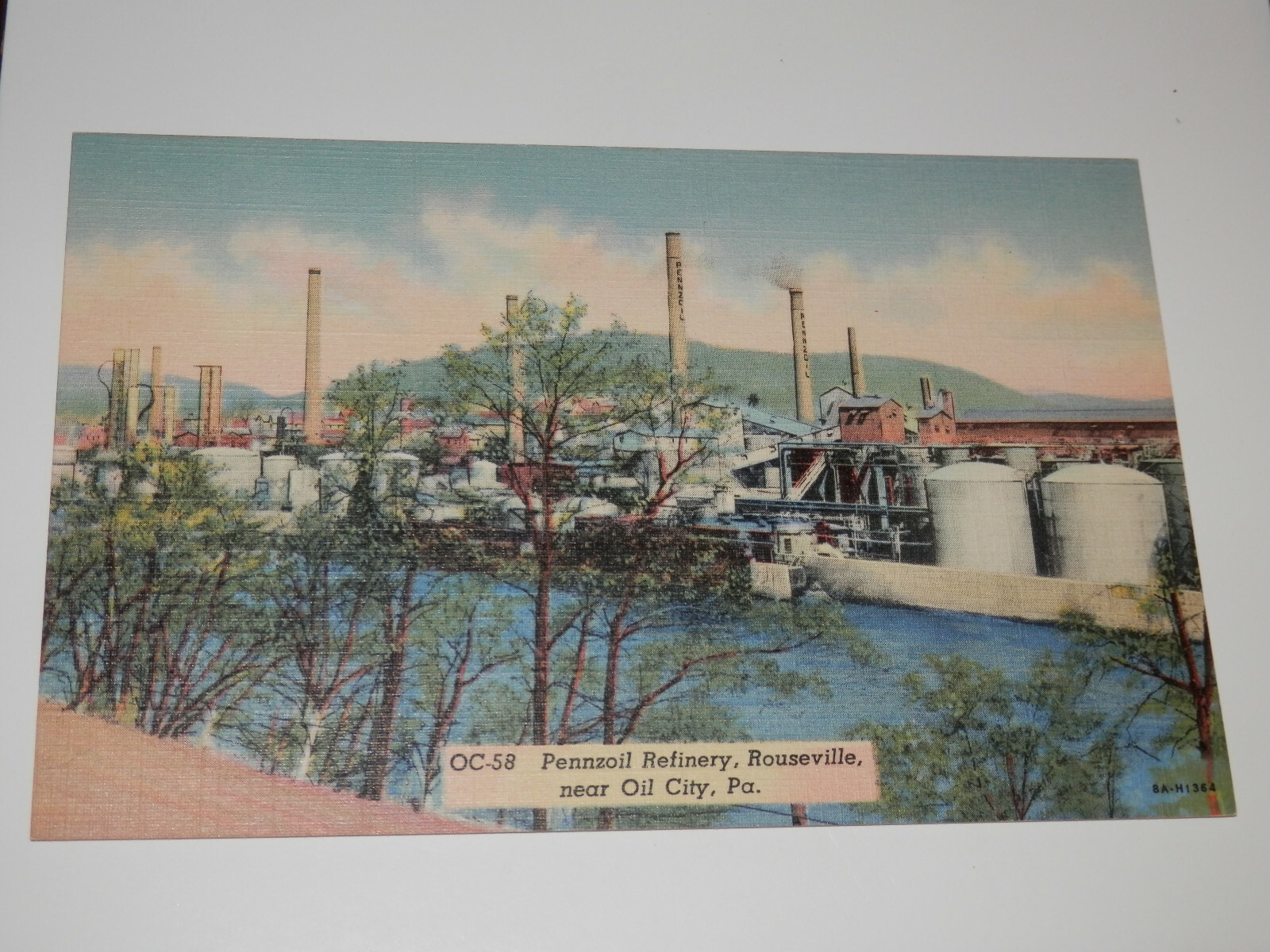 OIL CITY PA 1930's1940's ERA POSTCARD PENNZOIL REFINERY ROUSEVILLE
