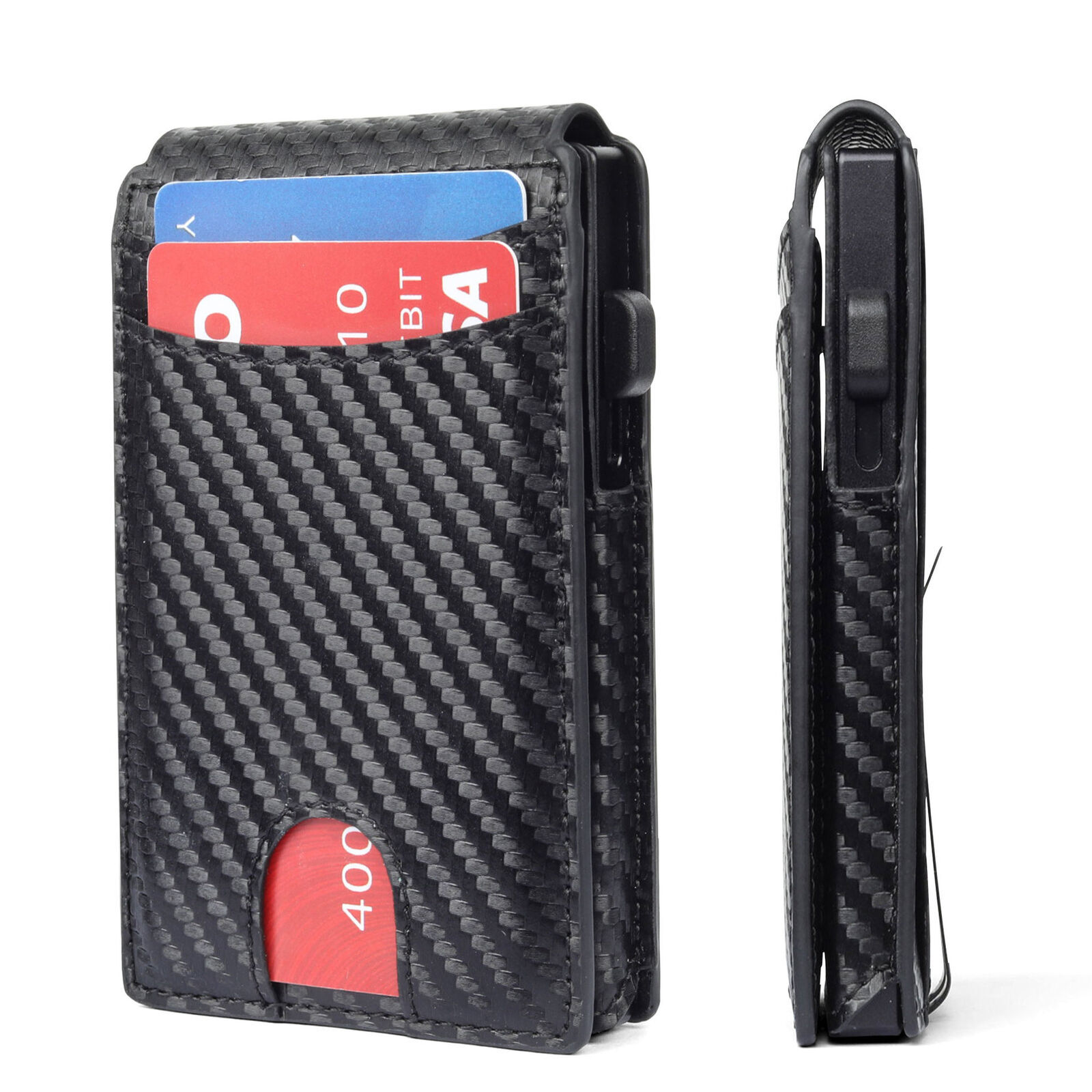 Slim Minimalist Mens Wallet with Pop-Up Card Holder & Cash Clip  
