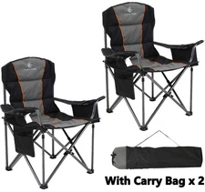 2Piece Camping Chairs Heavy Duty Folding Outdoor Chairs with Cup Holder Oversize