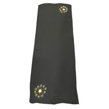 Black Sheer Satin Chiffon Scarf Wrap Shawl Gold Floral Embroidered Sequin Event