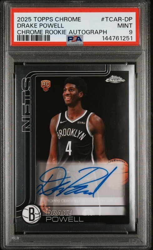 2025-26 Topps Chrome Basketball Drake Powell #TCAR-DP RC Rookie Auto PSA 9