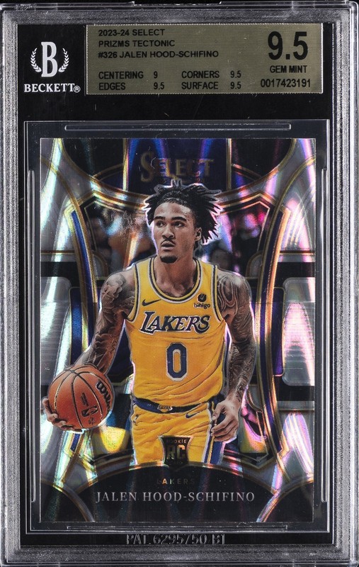 2023-24 SELECT PRIZMS TECTONIC #326 JALEN HOOD-SCHIFINO ROOKIE RC BGS 9.5