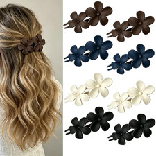 8Pcs Matte Flower Flat Hair Clips for Women and Girls, Non-Slip French