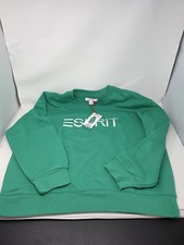 Esprit Women's Logo Fleece Crewneck Viral 80's Vintage NWT Green Extra Large