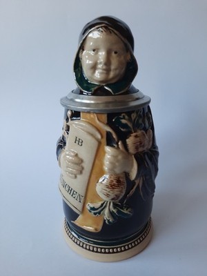 Antique German Ceramic Mug 0.5 l.HB MUNCHEN J.REINEMANN h-20.5 cm. h-780 gr.