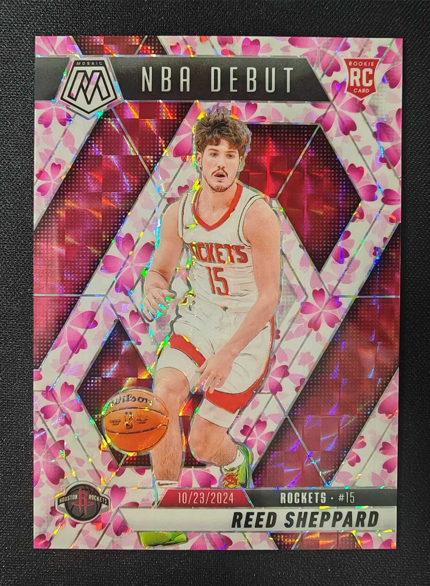2024-25 Panini Mosaic Reed Sheppard #252 Choice Cherry Blossom NBA Debut RC /20