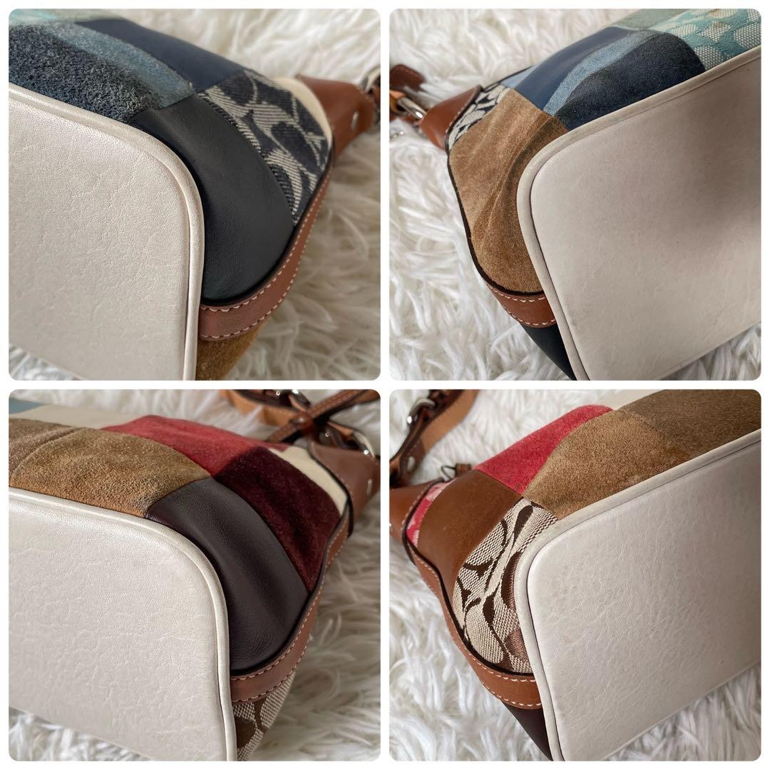 COACH Patchwork Canvas Leather Suede Shoulder Acc… - image 13