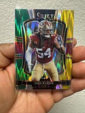 2025 Panini Select Green & Red Prizm Shock Premier Level FRED WARNER #118 49ers
