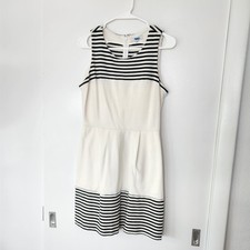 Madewell Dress Womens Small White Black Striped Sleeveless Pockets Casual Summer