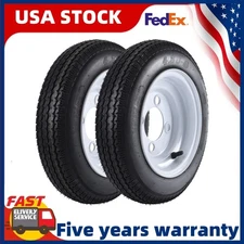 2 Set Trailer Tires with Wheels 8" Rims 4 Lug on 4" Load Range C 4.80 8