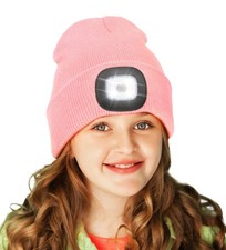 Beanie with The Light for Kids Unisex USB Rechargeable Headlamp Hat Winter Kn...