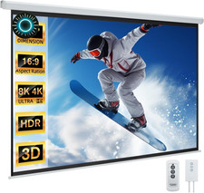 Projector Screen Motorized Auto Pull down Screens 100'' 16:9 White NEW