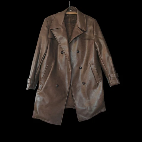 Vintage Le Sauvage Faux Leather Jacket  Men 40 Brown Disco Mob 70s Barnstormer video thumbnail