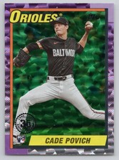 2025 Topps CADE POVICH SP 35th Anniversary 1990 GREEN Crackle Foil #d /99 SP RC