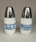 Vintage Westinghouse Gemco Salt Pepper Shakers Atomic Star Snowflake 1970s Blue