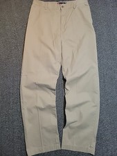 Chaps Mens Sz 34x34 Tan Flat Front Relaxed Fit Casual Chino Pants Office Church 