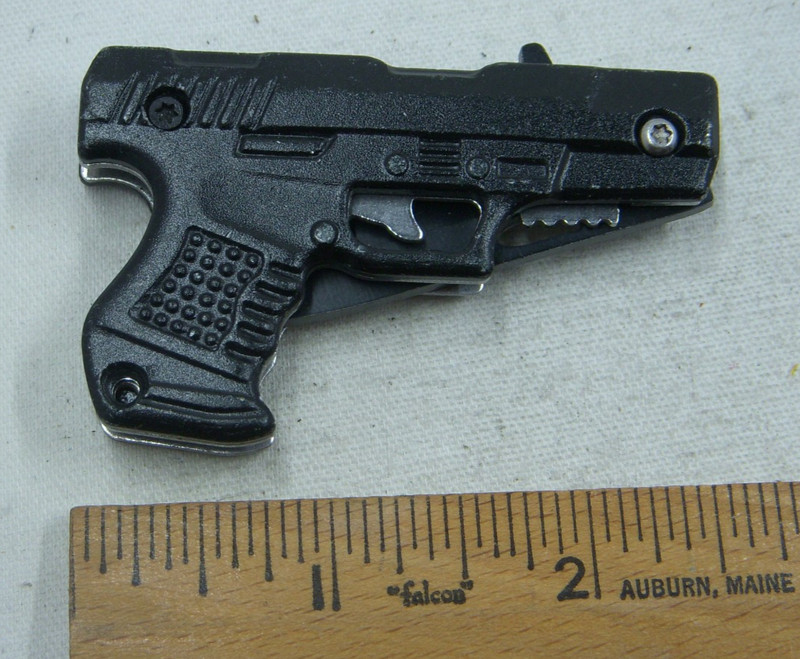 Unbranded Black Mini Gun Shape Single Blade Assisted Locking Knife