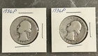 2 1936 P WASHINGTON QUARTERS, CIRCULATED, UNGRADED